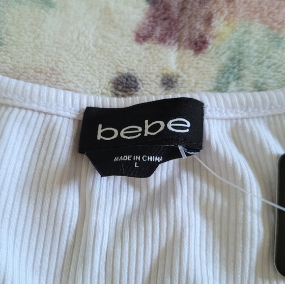 bebe White Ribbed Top - NWT - Picture 5 of 14